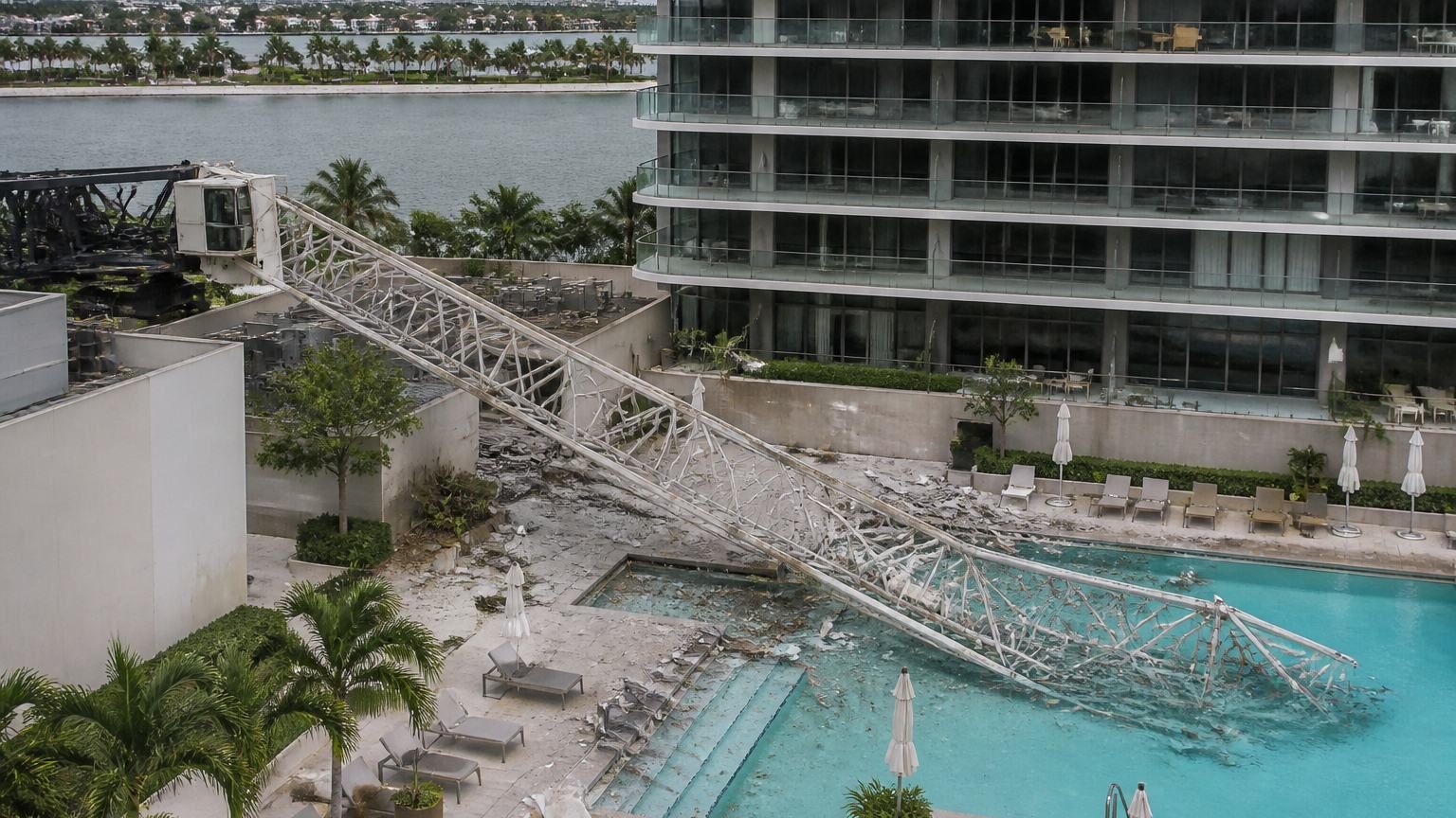 Miami crane collapse sends arm onto condo pool deck