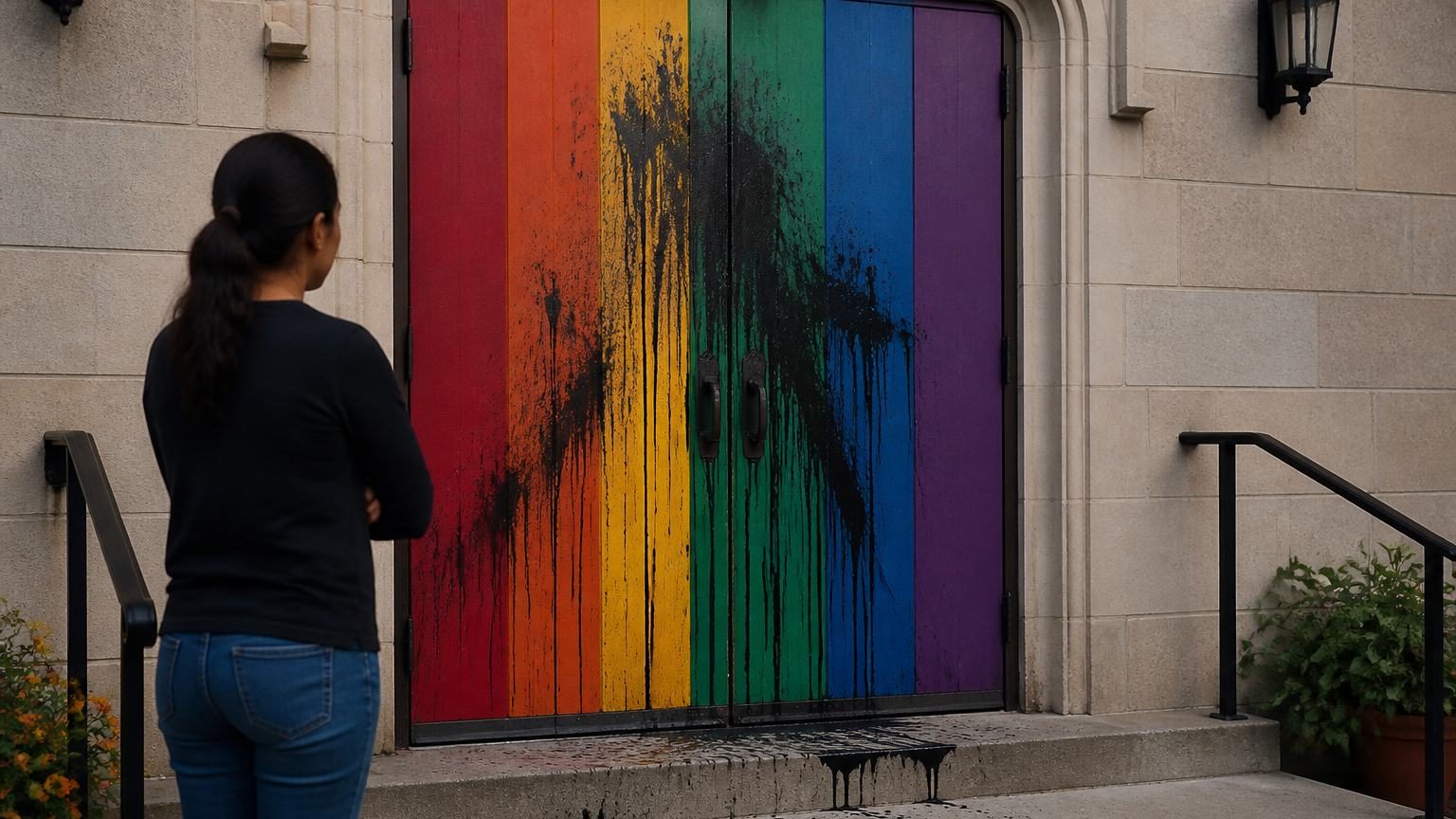 Fresno church’s rainbow doors vandalized again