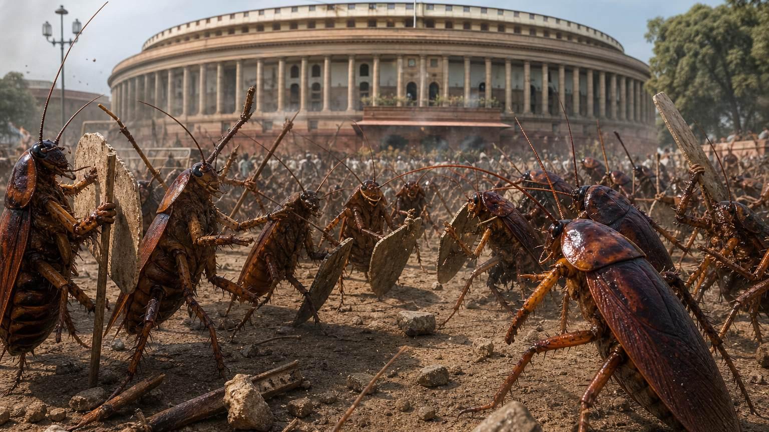 Delhi Cockroach Protesters Clash Near Parliament