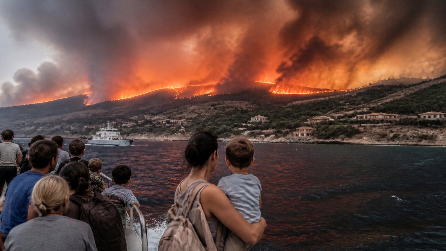 Greek Wildfire Forces Sea Evacuations in Viotia