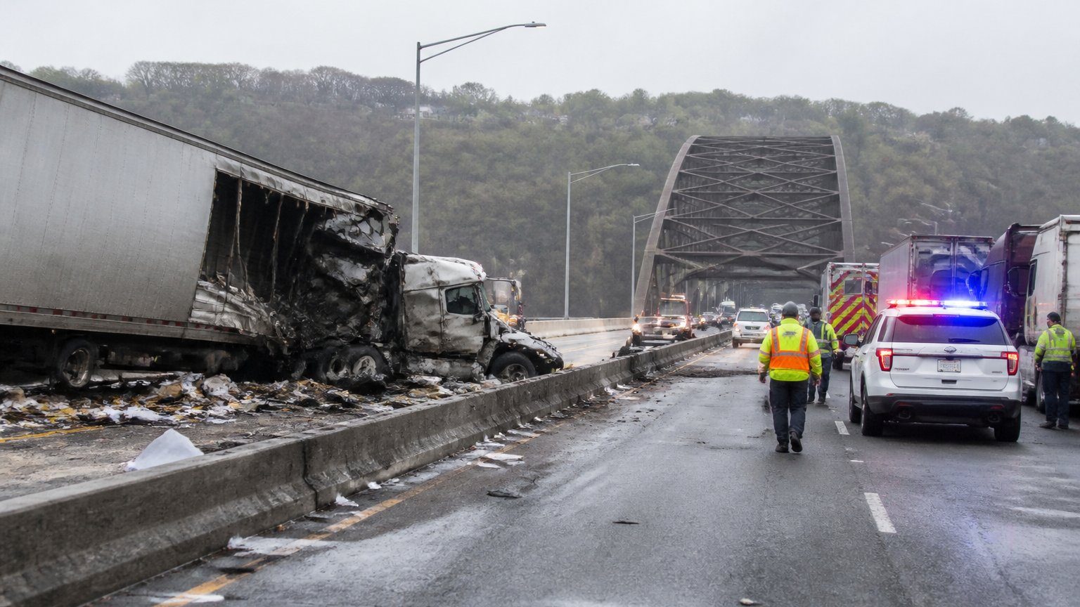 I-87 tractor-trailer crash at South Nyack bridge