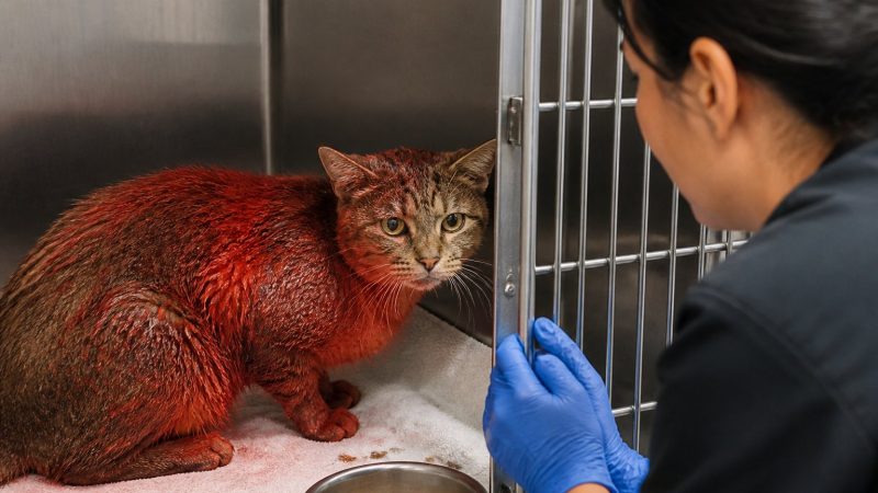 Texas Cat With Red Dye Prompts Rescue Effort