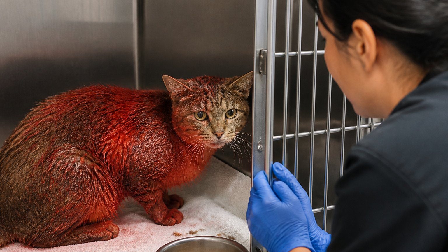 Texas Cat With Red Dye Prompts Rescue Effort